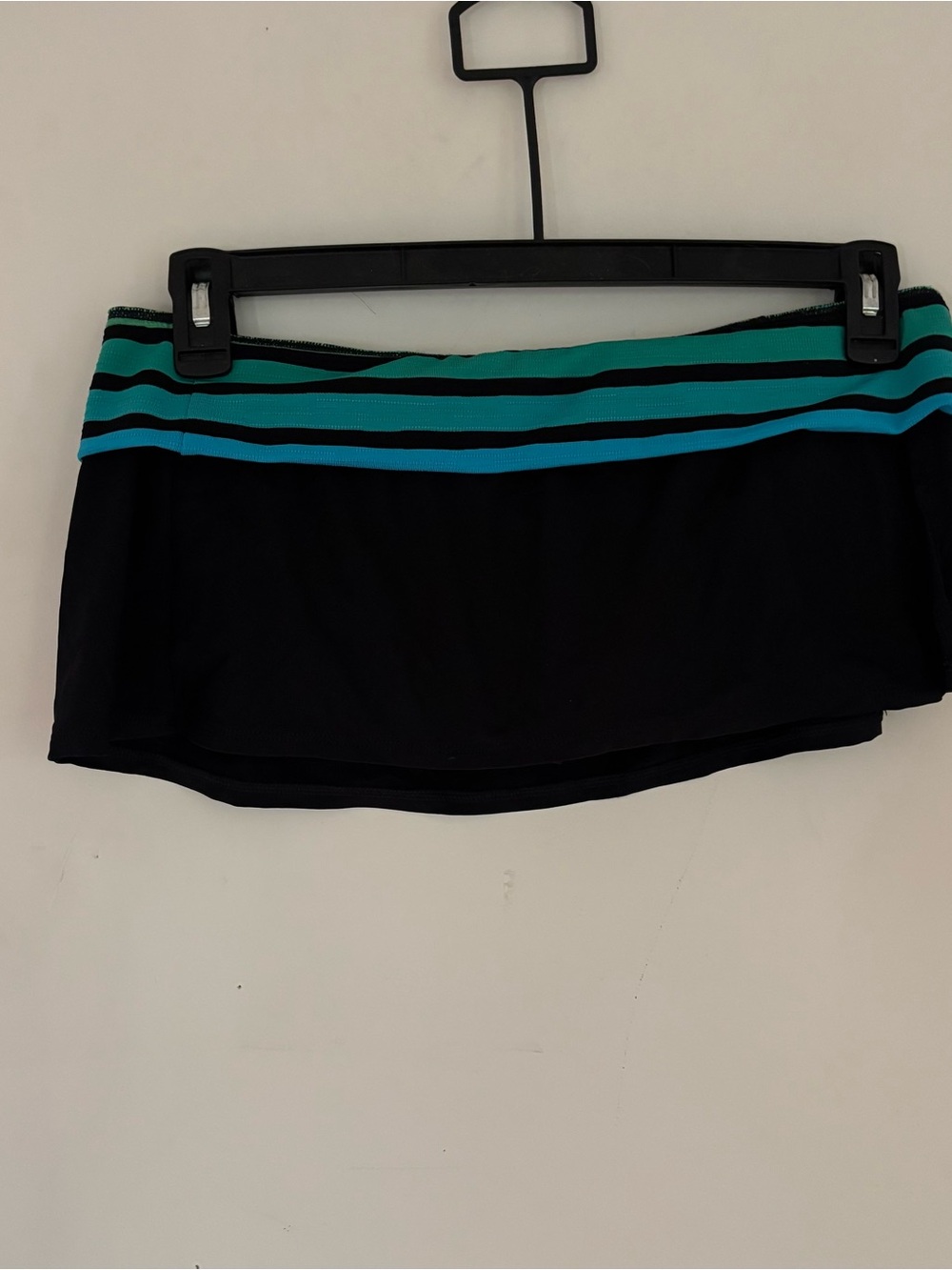 La Blanca Black Teal Striped Foldover Swim Skirt Size 10